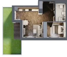 2 pokoje, mieszkanie 46,77 m², parter, oferta nr B3.M2, Sosnovia, Sosnowiec, Dańdówka, ul. Mariana Maliny/Grzybowa