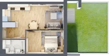 2 pokoje, mieszkanie 38,32 m², parter, oferta nr M4, Osiedle Wędrowna bud. B1, Lublin, Sławin, ul. Wędrowna
