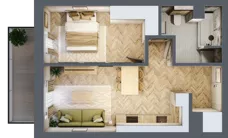 2 pokoje, mieszkanie 43,70 m², piętro 3, oferta nr 38, Ogrody Sukiennicze, Łódź, Śródmieście, ul. Rewolucji 1905r. 59B