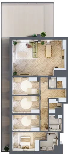 3 pokoje, mieszkanie 56,60 m², piętro 6, oferta nr 69, Ogrody Sukiennicze, Łódź, Śródmieście, ul. Rewolucji 1905r. 59B