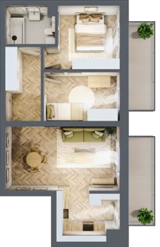 3 pokoje, mieszkanie 56,60 m², piętro 2, oferta nr 27, Ogrody Sukiennicze, Łódź, Śródmieście, ul. Rewolucji 1905r. 59B