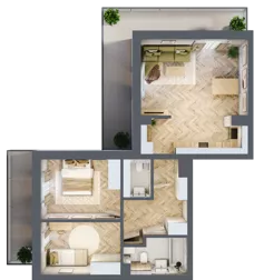 3 pokoje, mieszkanie 68,80 m², piętro 1, oferta nr 9, Ogrody Sukiennicze, Łódź, Śródmieście, ul. Rewolucji 1905r. 59B