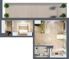 2 pokoje, mieszkanie 48,70 m², piętro 1, oferta nr 5, Ogrody Sukiennicze, Łódź, Śródmieście, ul. Rewolucji 1905r. 59B