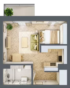 1 pokój, mieszkanie 31,00 m², piętro 1, oferta nr 7, Ogrody Sukiennicze, Łódź, Śródmieście, ul. Rewolucji 1905r. 59B
