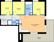4 pokoje, mieszkanie 74,36 m², piętro 2, oferta nr 15, Apartamenty Kasprzaka, Olsztyn, Kościuszki, ul. Kasprzaka 1
