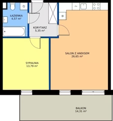 2 pokoje, mieszkanie 50,36 m², piętro 1, oferta nr 8, Apartamenty Kasprzaka, Olsztyn, Kościuszki, ul. Kasprzaka 1