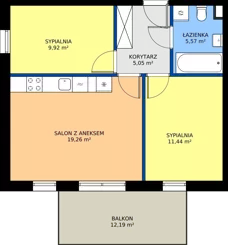 3 pokoje, mieszkanie 50,24 m², piętro 2, oferta nr 12, Apartamenty Kasprzaka, Olsztyn, Kościuszki, ul. Kasprzaka 1