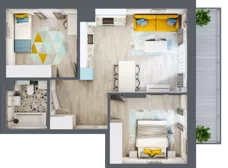 3 pokoje, mieszkanie 55,03 m², piętro 1, oferta nr 01.MB69, Artepolis, Łódź, Polesie, Stare Polesie, ul. Kasprzaka 1