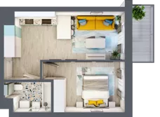 2 pokoje, mieszkanie 36,49 m², piętro 3, oferta nr 03.MB26, Artepolis, Łódź, Polesie, Stare Polesie, ul. Kasprzaka 1