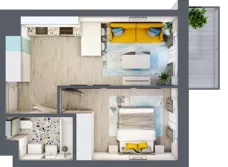 2 pokoje, mieszkanie 36,49 m², piętro 2, oferta nr 02.MB17, Artepolis, Łódź, Polesie, Stare Polesie, ul. Kasprzaka 1
