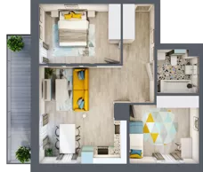 3 pokoje, mieszkanie 57,90 m², piętro 1, oferta nr 01.MB03, Artepolis, Łódź, Polesie, Stare Polesie, ul. Kasprzaka 1