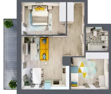 3 pokoje, mieszkanie 57,90 m², piętro 2, oferta nr 02.MB12, Artepolis, Łódź, Polesie, Stare Polesie, ul. Kasprzaka 1