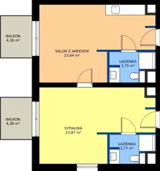 2 pokoje, mieszkanie 55,03 m², piętro 2, oferta nr 16, RZ21, Warszawa, Wilanów, ul. Aleja Rzeczypospolitej 21 