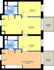 4 pokoje, mieszkanie 65,93 m², piętro 2, oferta nr 14, RZ21, Warszawa, Wilanów, ul. Aleja Rzeczypospolitej 21 