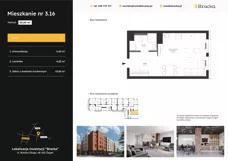 1 pokój, mieszkanie 30,60 m², piętro 2, oferta nr 3.16, Osiedle Bracka, Żagań, ul. Bracka