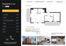 3 pokoje, mieszkanie 55,90 m², piętro 1, oferta nr 2.4, Osiedle Bracka, Żagań, ul. Bracka