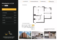 3 pokoje, mieszkanie 60,50 m², piętro 1, oferta nr 2.14, Osiedle Bracka, Żagań, ul. Bracka