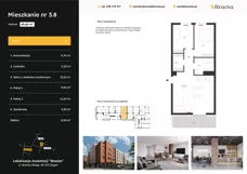 3 pokoje, mieszkanie 60,60 m², piętro 2, oferta nr 3.8, Osiedle Bracka, Żagań, ul. Bracka