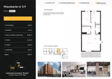 3 pokoje, mieszkanie 57,60 m², piętro 4, oferta nr 5.9, Osiedle Bracka, Żagań, ul. Bracka
