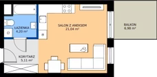 1 pokój, apartament 30,35 m², piętro 1, oferta nr A18, Apartamenty Aqua Marina, Smardzewice, ul. Wodna