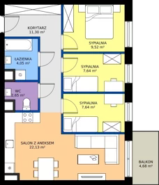 4 pokoje, apartament 64,93 m², piętro 1, oferta nr A07, Apartamenty Aqua Marina, Smardzewice, ul. Wodna