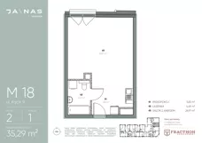 1 pokój, apartament 35,29 m², piętro 2, oferta nr M.18, JA\NAS, Kraków, Podgórze, ul. Kącik 9/Janowa Wola 1