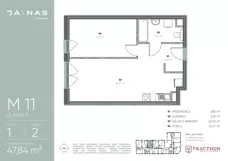 2 pokoje, mieszkanie 47,84 m², piętro 1, oferta nr M.11, JA\NAS, Kraków, Podgórze, ul. Kącik 9/Janowa Wola 1