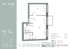 2 pokoje, mieszkanie 41,73 m², piętro 1, oferta nr M.14, JA\NAS, Kraków, Podgórze, ul. Kącik 9/Janowa Wola 1