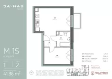 2 pokoje, apartament 41,88 m², piętro 1, oferta nr M.15, JA\NAS, Kraków, Podgórze, ul. Kącik 9/Janowa Wola 1