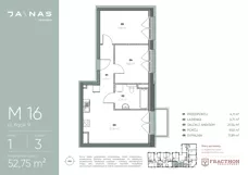 3 pokoje, apartament 52,75 m², piętro 1, oferta nr M.16, JA\NAS, Kraków, Podgórze, ul. Kącik 9/Janowa Wola 1