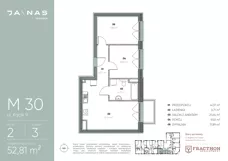 3 pokoje, mieszkanie 52,81 m², piętro 2, oferta nr M.30, JA\NAS, Kraków, Podgórze, ul. Kącik 9/Janowa Wola 1
