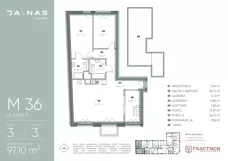 3 pokoje, apartament 97,10 m², piętro 3, oferta nr M.36, JA\NAS, Kraków, Podgórze, ul. Kącik 9/Janowa Wola 1