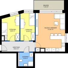 3 pokoje, mieszkanie 61,34 m², piętro 2, oferta nr 8, Buraczana 27, Wrocław, Klecina, ul. Buraczana 27