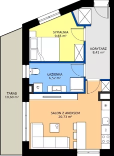 2 pokoje, mieszkanie 45,31 m², piętro 1, oferta nr 7, Buraczana 27, Wrocław, Klecina, ul. Buraczana 27