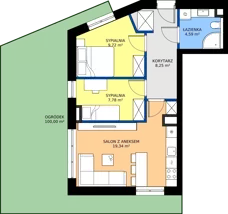 3 pokoje, mieszkanie 49,68 m², parter, oferta nr 1, Buraczana 27, Wrocław, Klecina, ul. Buraczana 27