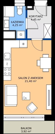1 pokój, mieszkanie 30,10 m², piętro 1, oferta nr 5, Buraczana 27, Wrocław, Klecina, ul. Buraczana 27
