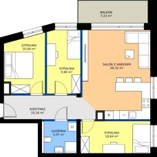 4 pokoje, mieszkanie 72,03 m², piętro 1, oferta nr 2, Buraczana 27, Wrocław, Klecina, ul. Buraczana 27