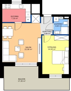2 pokoje, mieszkanie 50,78 m², piętro 1, oferta nr 4, Buraczana 27, Wrocław, Klecina, ul. Buraczana 27
