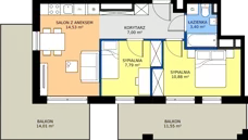 3 pokoje, mieszkanie 43,60 m², piętro 2, oferta nr M12, Warszawskie Wzgórze, Kielce, Szydłówek, ul. Warszawska 141