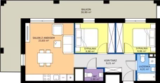 3 pokoje, mieszkanie 58,89 m², piętro 2, oferta nr M22, Warszawskie Wzgórze, Kielce, Szydłówek, ul. Warszawska 141