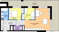 3 pokoje, mieszkanie 56,52 m², piętro 1, oferta nr M2, Warszawskie Wzgórze, Kielce, Szydłówek, ul. Warszawska 141