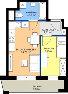 2 pokoje, mieszkanie 30,54 m², piętro 4, oferta nr M39, Warszawskie Wzgórze, Kielce, Szydłówek, ul. Warszawska 141