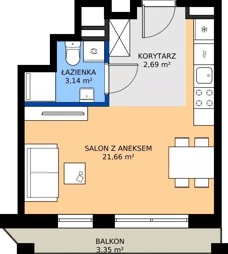 1 pokój, mieszkanie 27,49 m², piętro 1, oferta nr M9, Warszawskie Wzgórze, Kielce, Szydłówek, ul. Warszawska 141