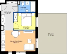 2 pokoje, mieszkanie 39,12 m², piętro 1, oferta nr M5, Warszawskie Wzgórze, Kielce, Szydłówek, ul. Warszawska 141
