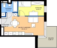 2 pokoje, mieszkanie 33,42 m², piętro 2, oferta nr M15, Warszawskie Wzgórze, Kielce, Szydłówek, ul. Warszawska 141