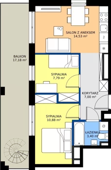 3 pokoje, mieszkanie 43,60 m², piętro 4, oferta nr M34, Warszawskie Wzgórze, Kielce, Szydłówek, ul. Warszawska 141