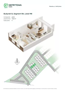 3 pokoje, mieszkanie 72,20 m², piętro 1, oferta nr B4.M8, Nefrytowa Park, Rzeszów, Załęże, ul. Nefrytowa