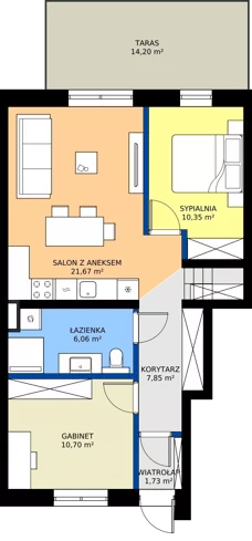 3 pokoje, mieszkanie 58,36 m², parter, oferta nr B3.M5, Nefrytowa Park, Rzeszów, Załęże, ul. Nefrytowa