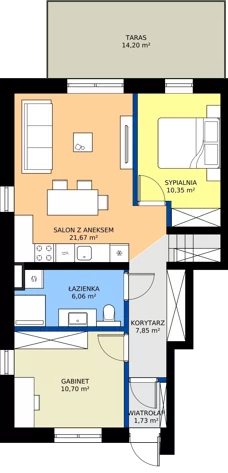 3 pokoje, mieszkanie 58,36 m², parter, oferta nr C1.M1, Nefrytowa Park, Rzeszów, Załęże, ul. Nefrytowa