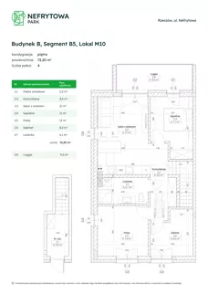 3 pokoje, mieszkanie 72,20 m², piętro 1, oferta nr B5.M10, Nefrytowa Park, Rzeszów, Załęże, ul. Nefrytowa